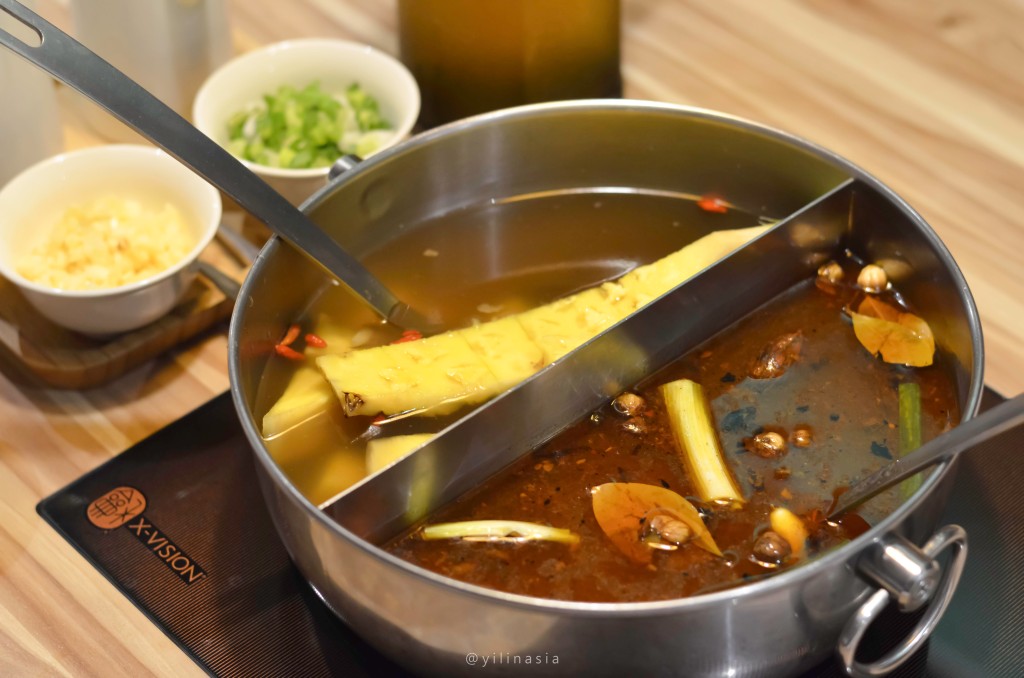中山區火鍋 汆食作伙鍋 「啖香麻辣鍋」與「鳳梨蛤蜊雞」湯底